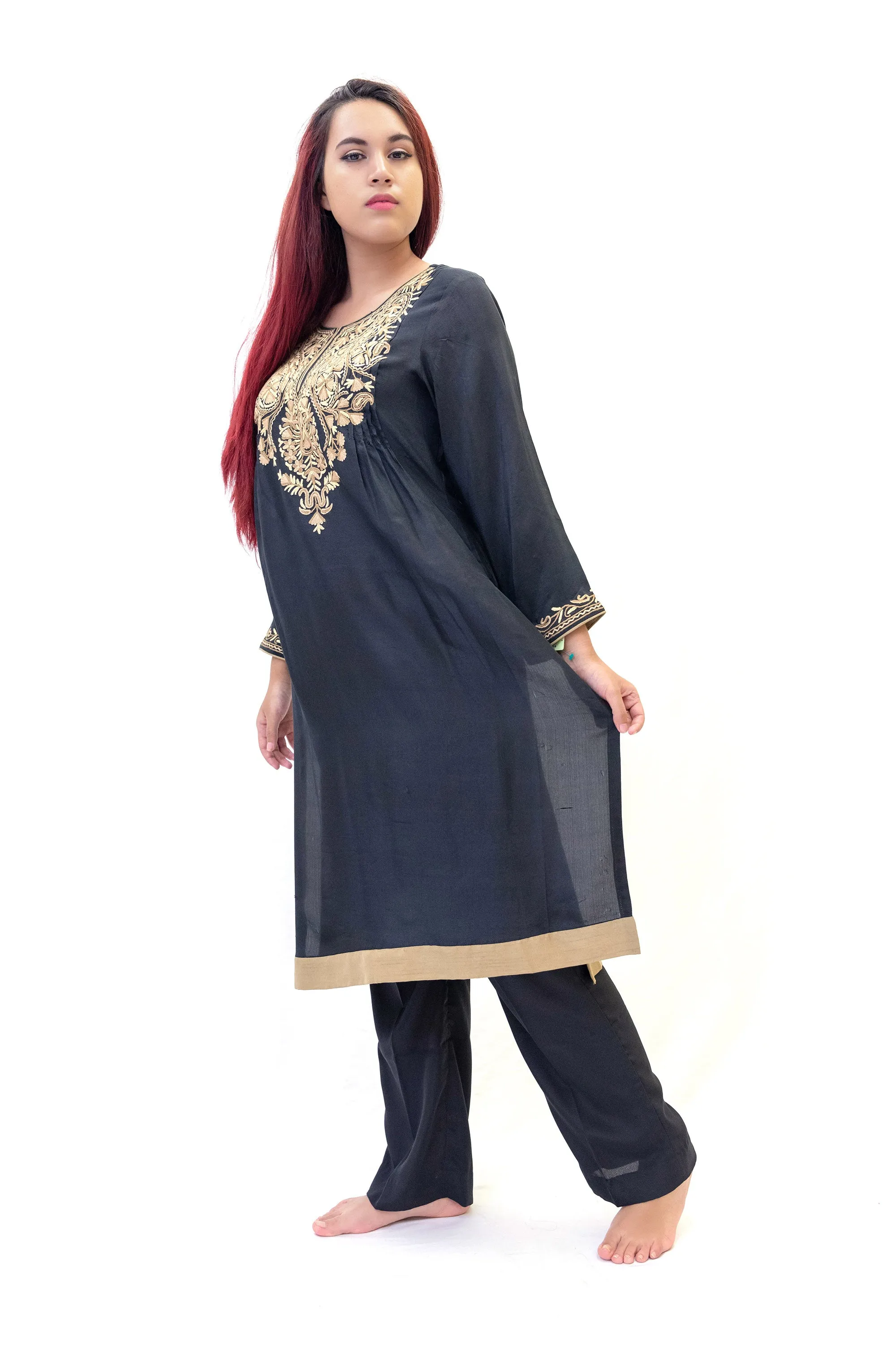 Black Lawn Silk Salwar Kameez - Suit