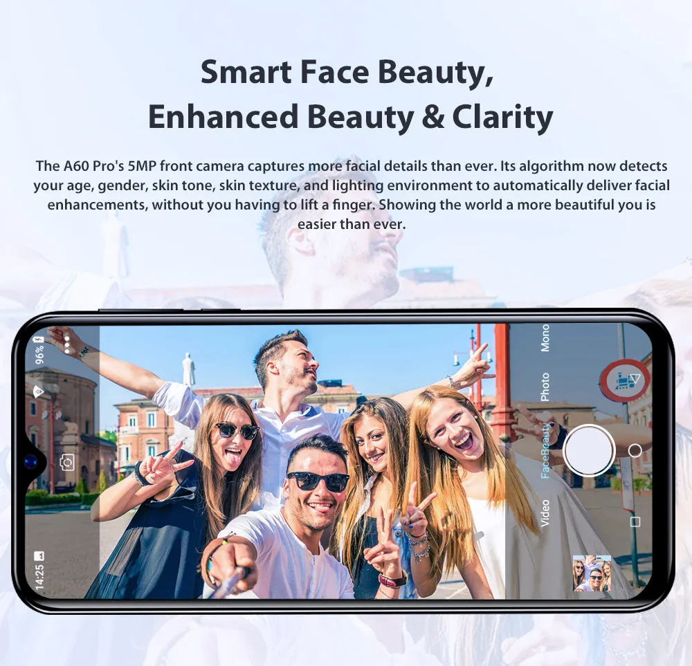Blackview A60 Pro 4G Smartphone 3GB 16GB Android 9.0 Cellphone Face ID 4080mAh Battery Mobile Phone Gradient blue