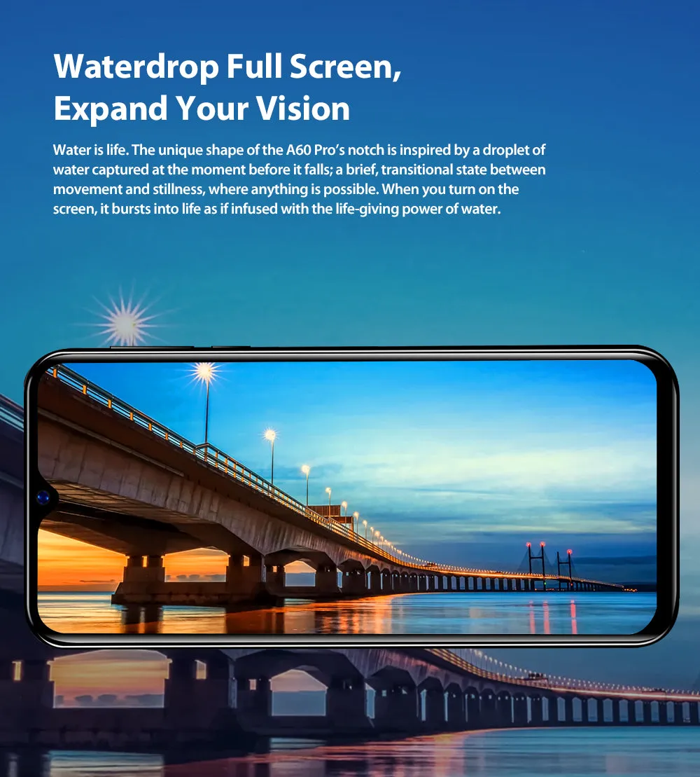 Blackview A60 Pro 4G Smartphone 3GB 16GB Android 9.0 Cellphone Face ID 4080mAh Battery Mobile Phone Gradient blue