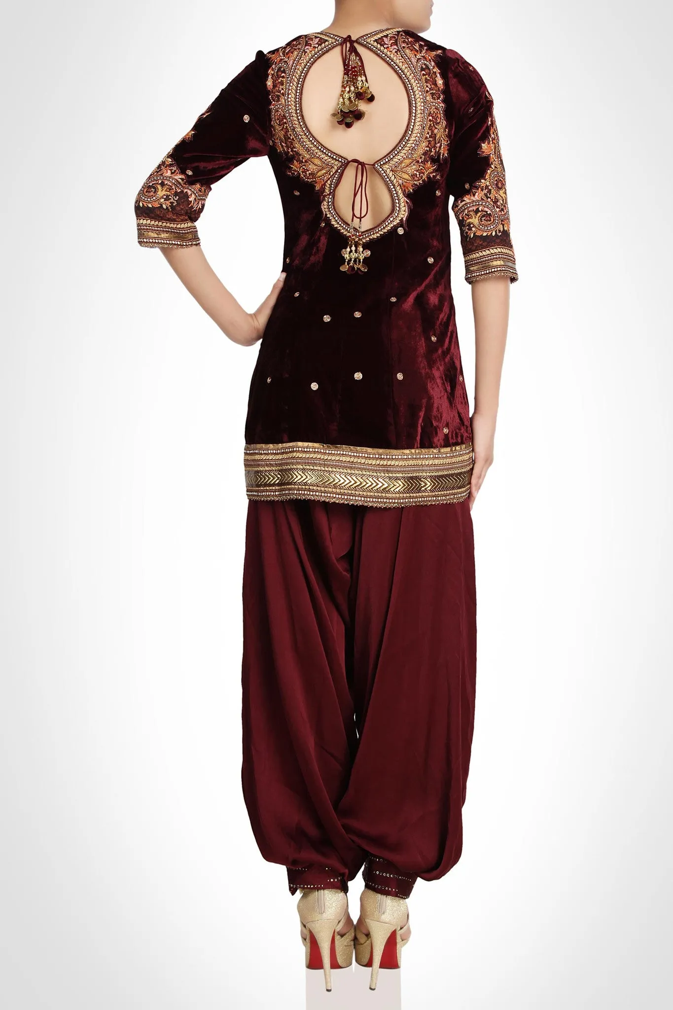 Blood Maroon Velvet Salwar kameez