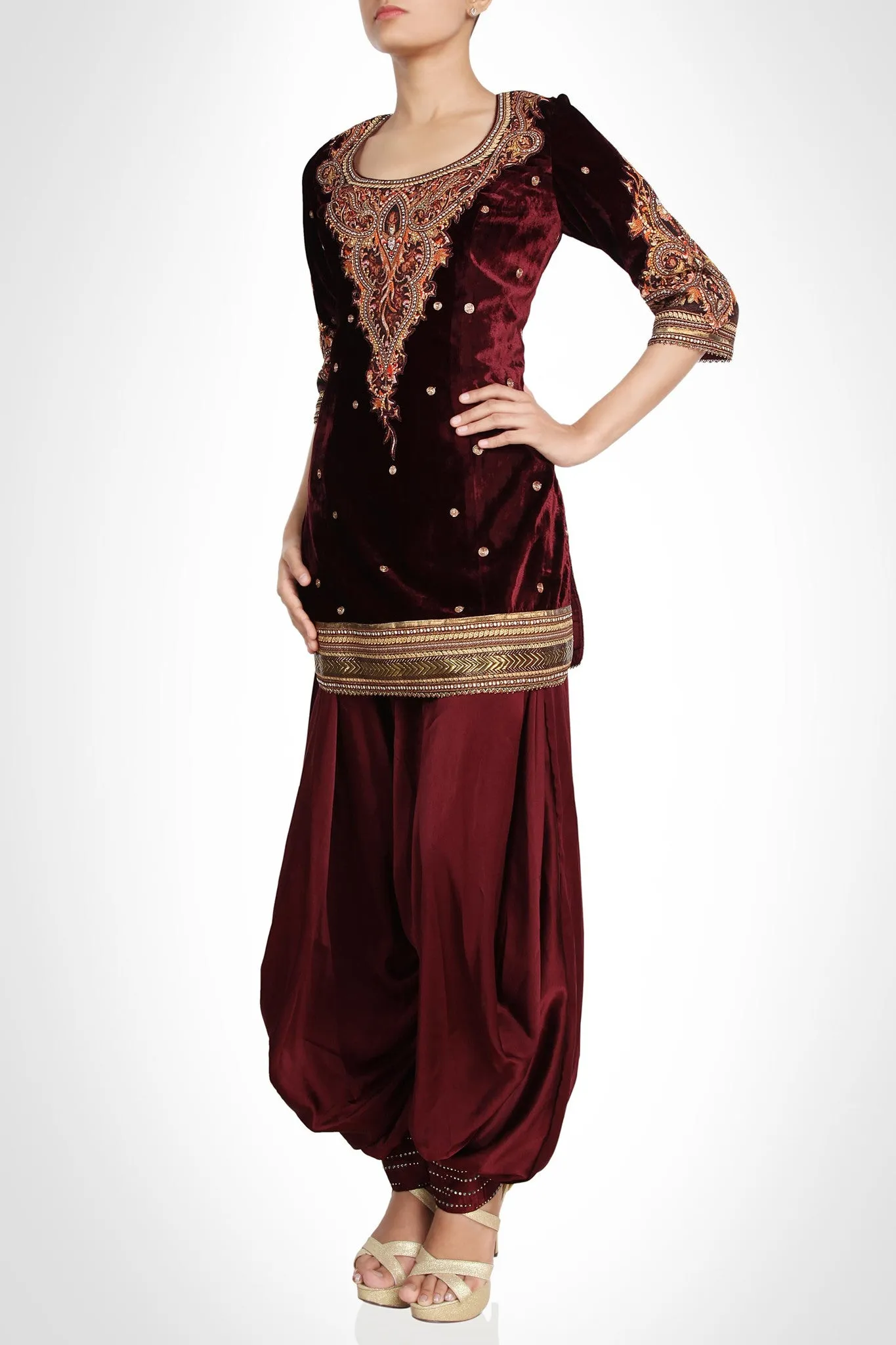 Blood Maroon Velvet Salwar kameez