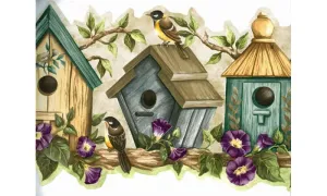 Blue Bird Houses HH90161 Wallpaper Border