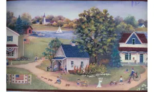 Blue Houses Country PC95042 Wallpaper Border