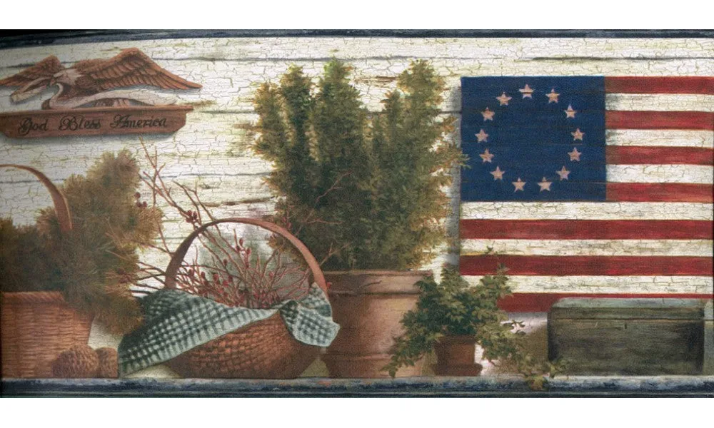 Blue Red and Green Lodge Flag TC48051 Wallpaper Border