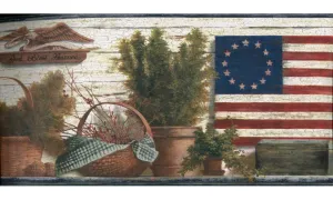 Blue Red and Green Lodge Flag TC48051 Wallpaper Border