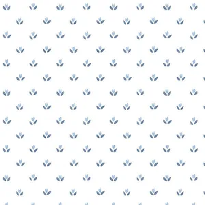 Blue White Country Mini Floral Spot FK34402 Wallpaper