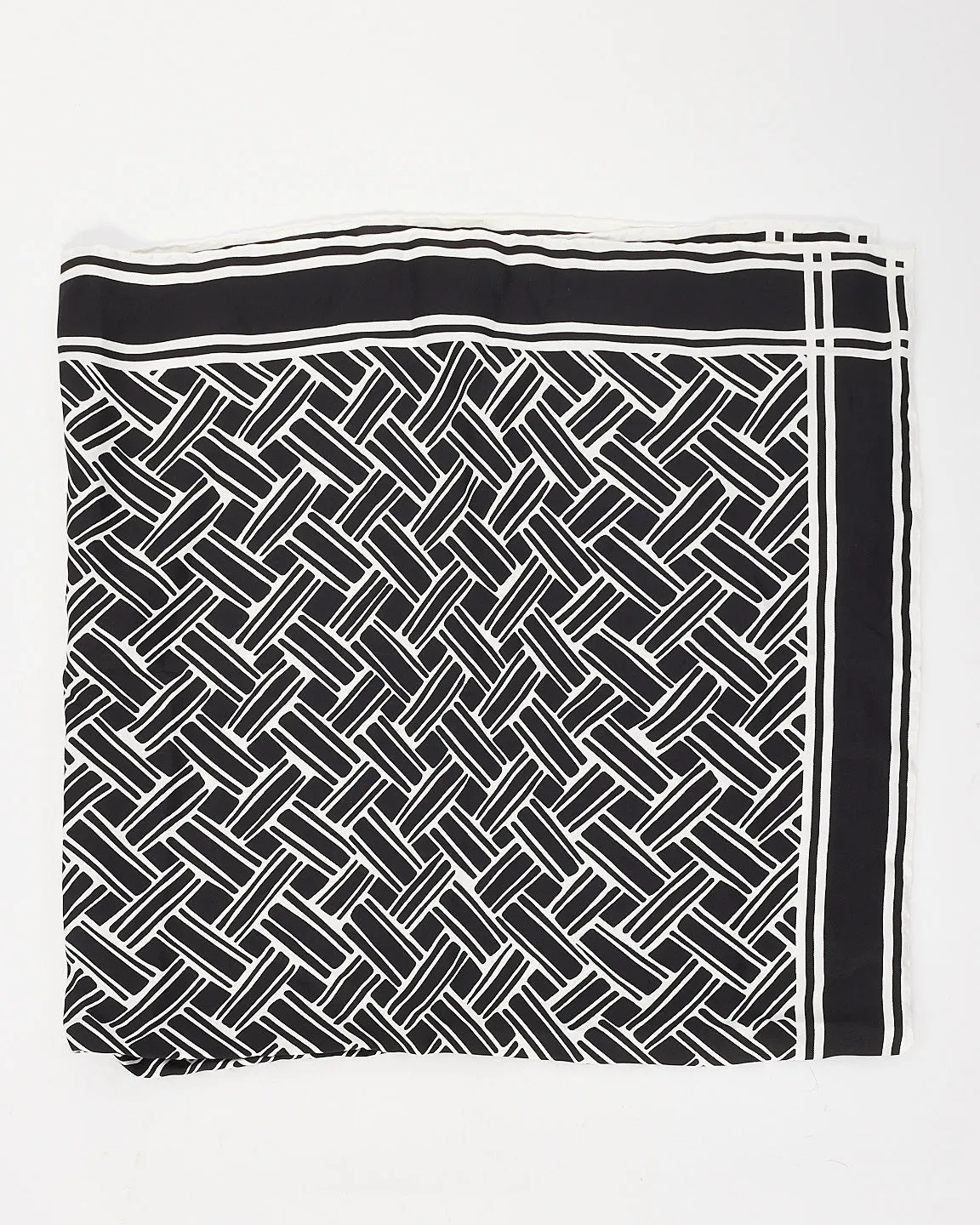 Bottega Veneta Black & White Pattern Silk Scarf