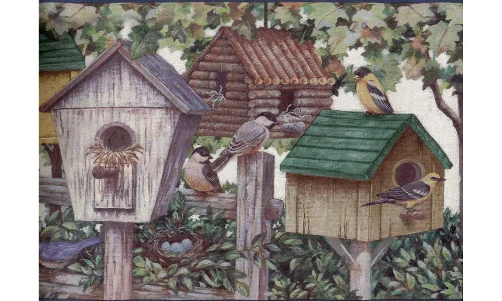 Brown Green Bird Houses 5804260 Wallpaper Border