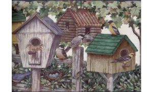 Brown Green Bird Houses 5804260 Wallpaper Border