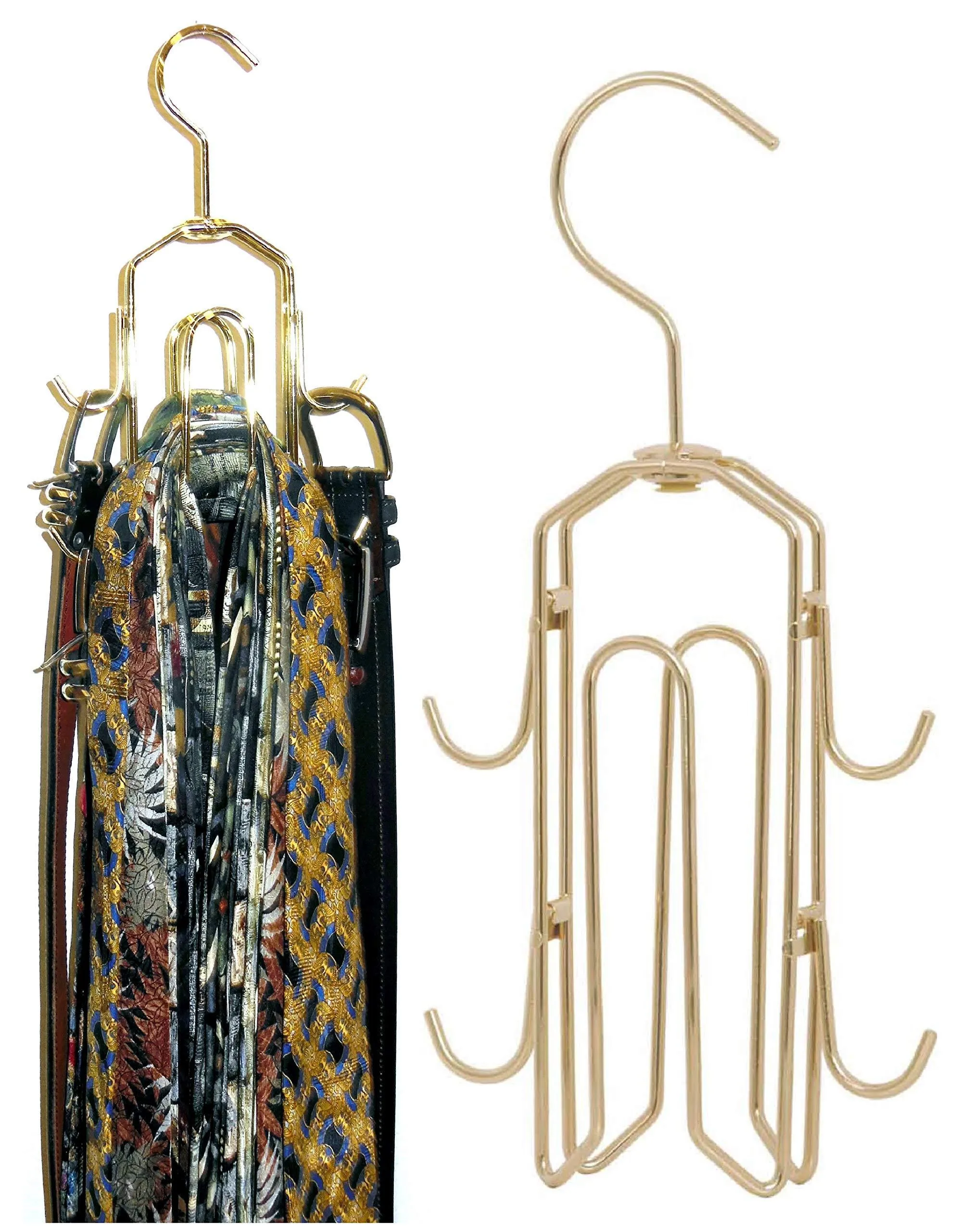 BT Hanger, Tie Rack, Tie Holder, Tie Hanger, Belt Hook Hangers in a closet organizer with non wood racks hold ties, bow tie for men and mens belts and hanging accessories by Rotating Swiveling hooks.