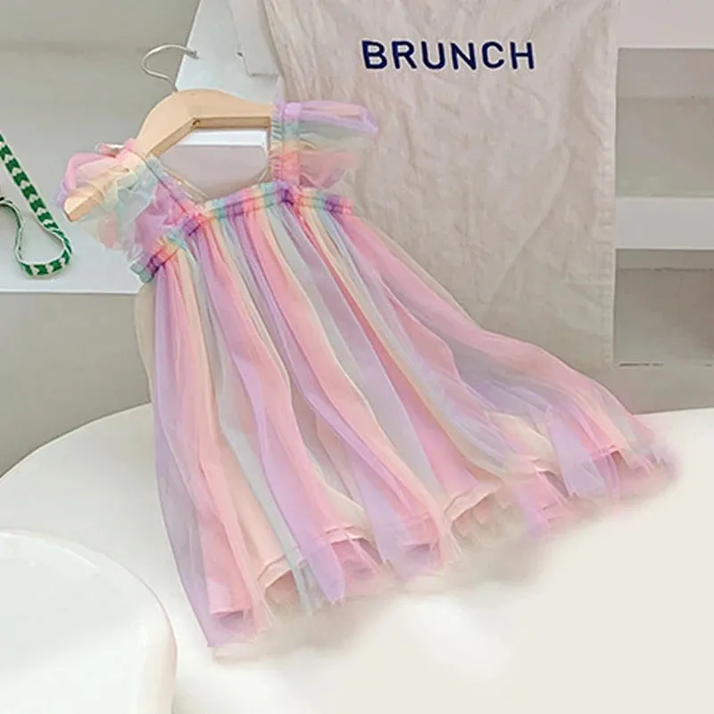 Butterfly Multi-Color Frill Dress