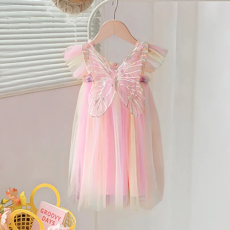 Butterfly Multi-Color Frill Dress