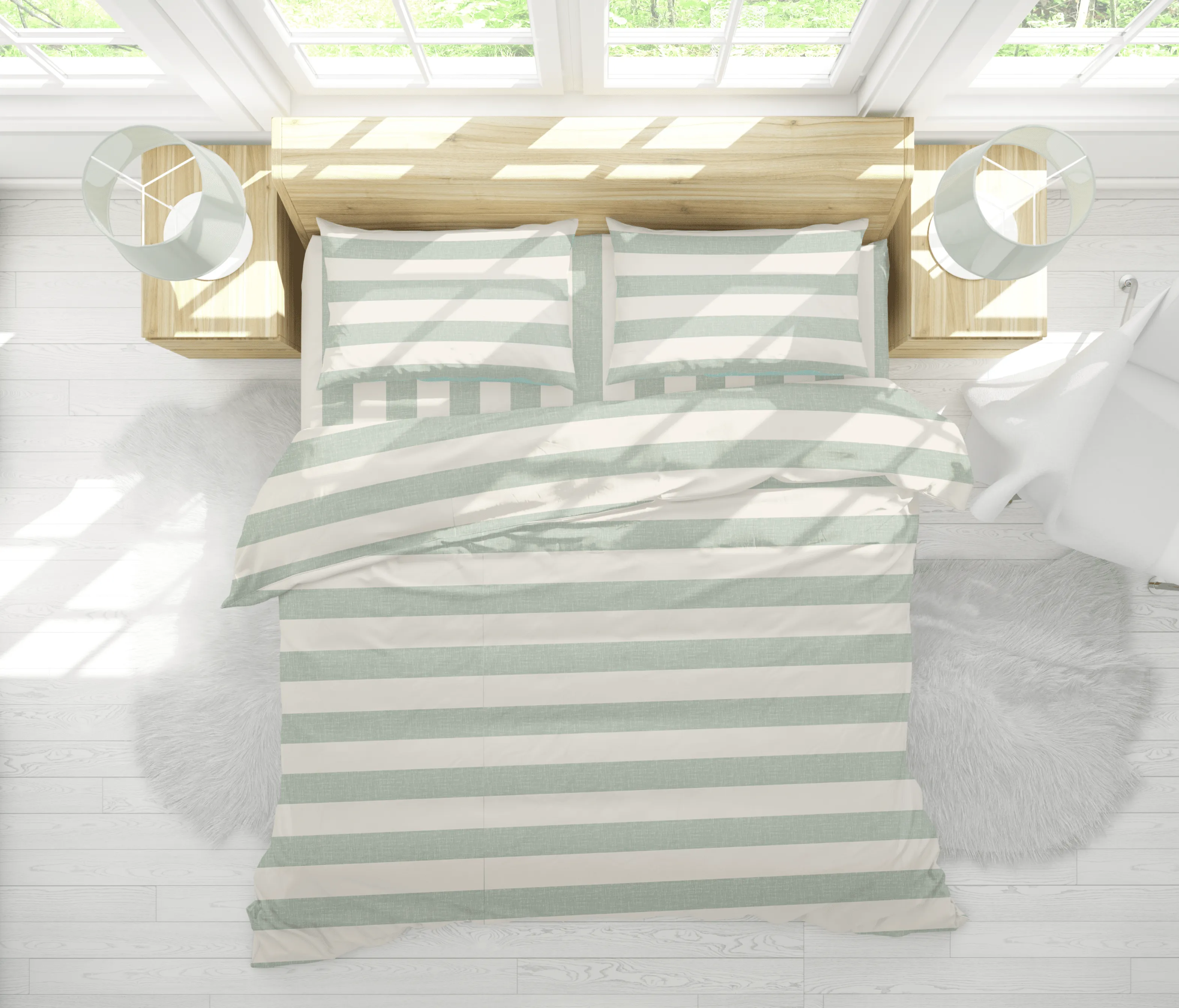 CABANA STRIPE DUVET IN SAGE