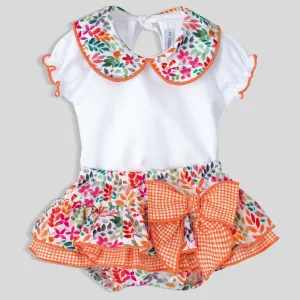 Calamaro Baby Girls Bright Floral Two-Piece Outfit – Summer & Spring Set