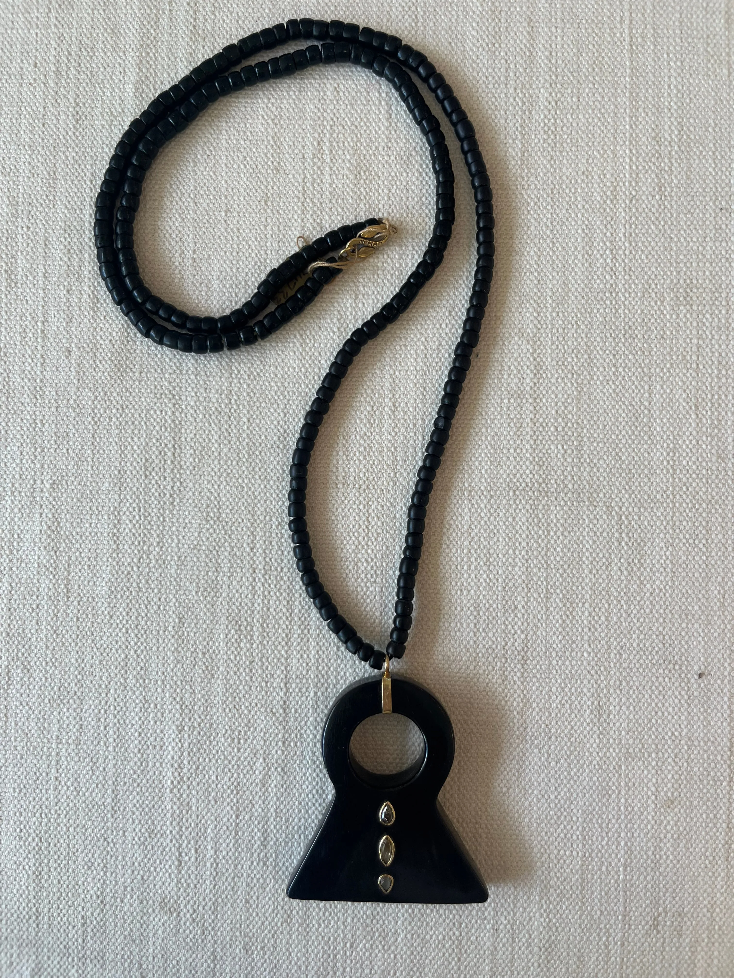 Carolyn Roumeguere Black horn Dinka Warrior Ring Necklace