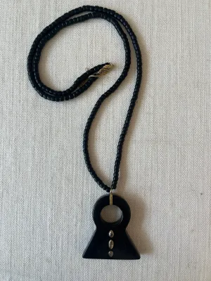 Carolyn Roumeguere Black horn Dinka Warrior Ring Necklace