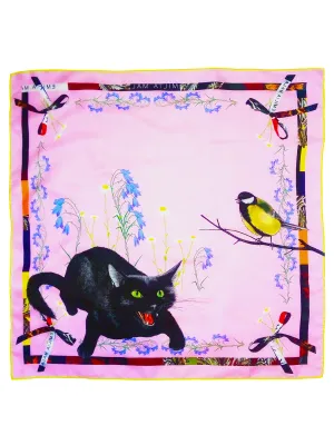 CAT SAUVAGE / DUSK Pink Print Silk Scarf