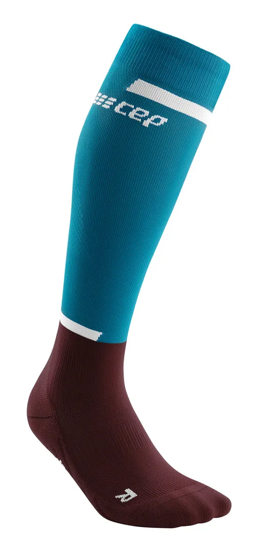 CEP Men's The Run Socks Tall V4 - Petrol/Dark Red ( WP309R )