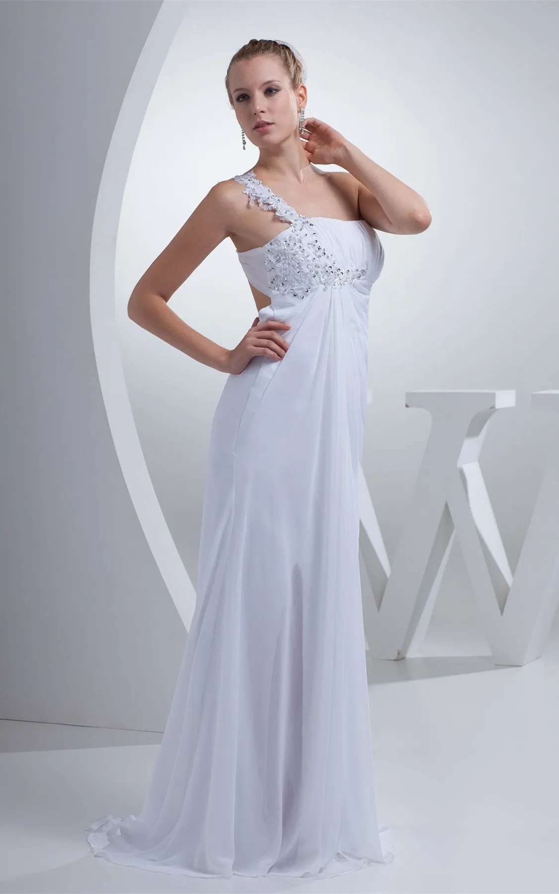 Chiffon Sleeveless Pleated Dress with Beading and Front Slit-GC_706425