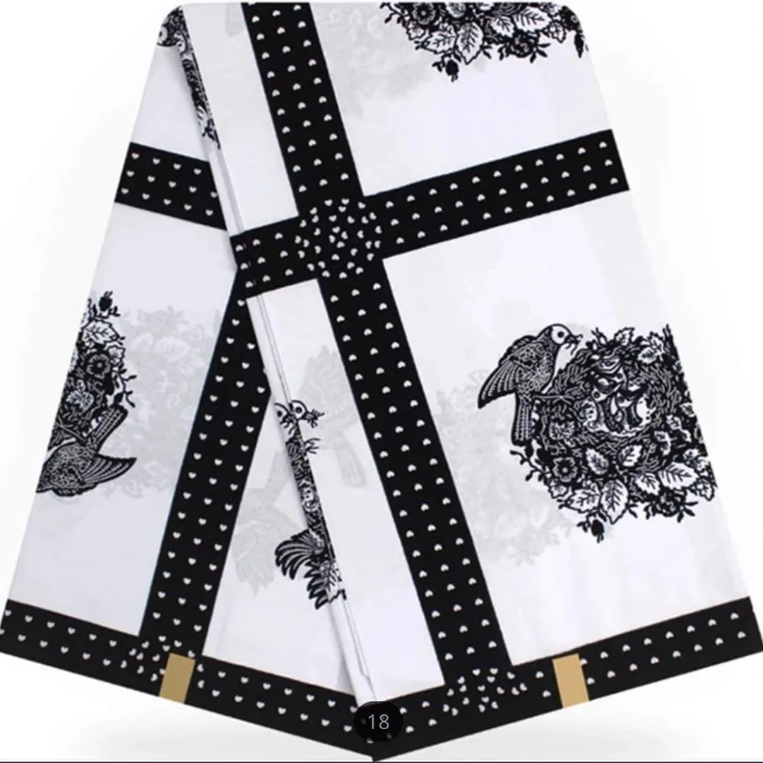 Classic Black & White Afro Caribbean Prints 100%