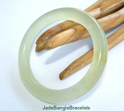 Classic Round Translucent Traditional Chinese Jade Bangle Bracelet 60mm (JBB-3355)
