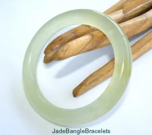 Classic Round Translucent Traditional Chinese Jade Bangle Bracelet 60mm (JBB-3355)
