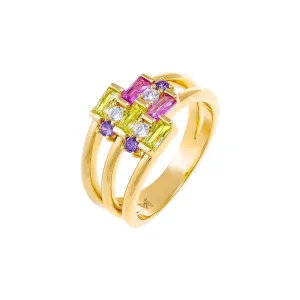 Colored CZ X Baguette Ring