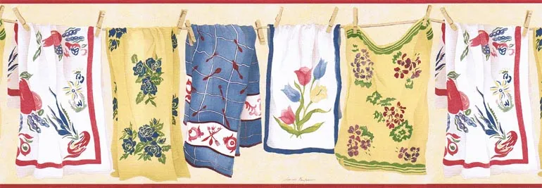 Country Laundry Dish VIN7336B Wallpaper Border