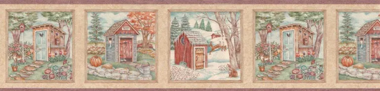 Country Toilet Bathroom STN6051 Wallpaper Border