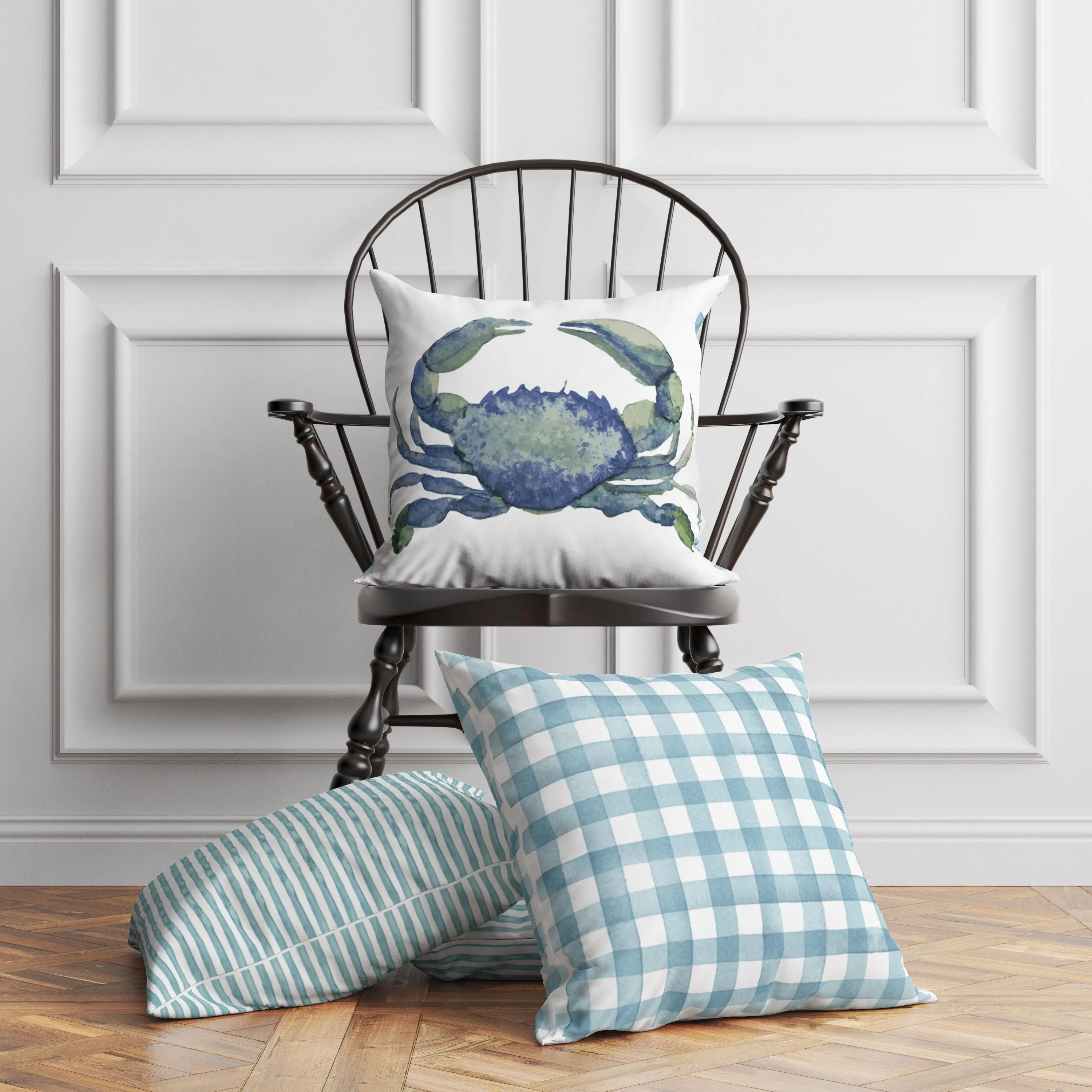 CRAB LOVE PILLOW IN DUSTY BLUE