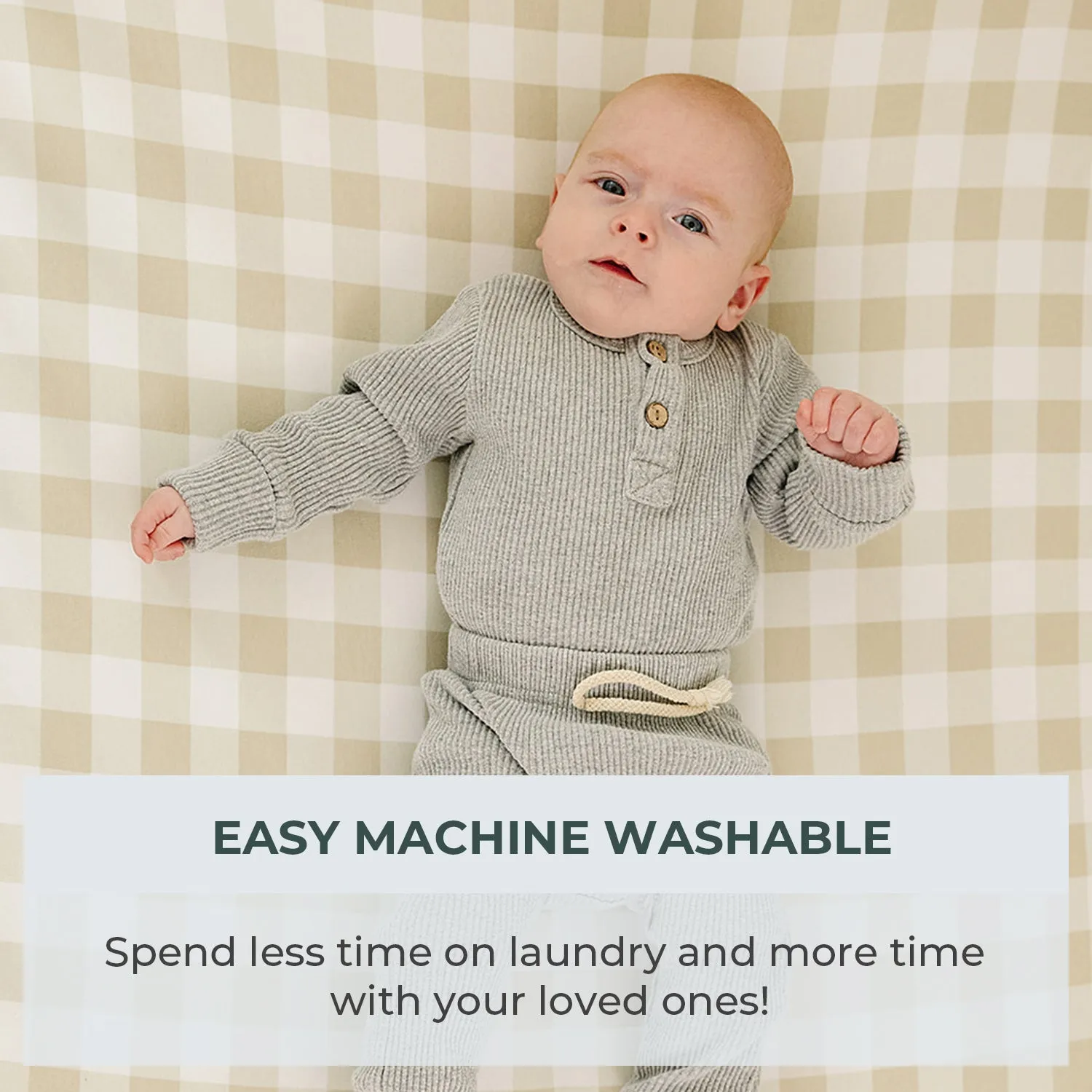 Crib sheets - Gingham Khaki