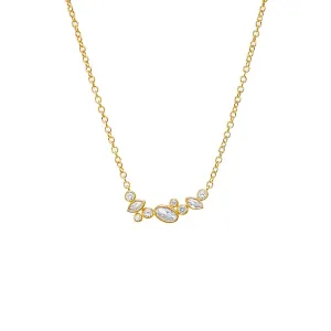 CZ Multi Shape Scatered Bezel Bar Necklace