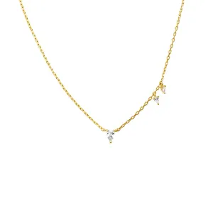 CZ Multi Teardrop Shaker Charm Necklace