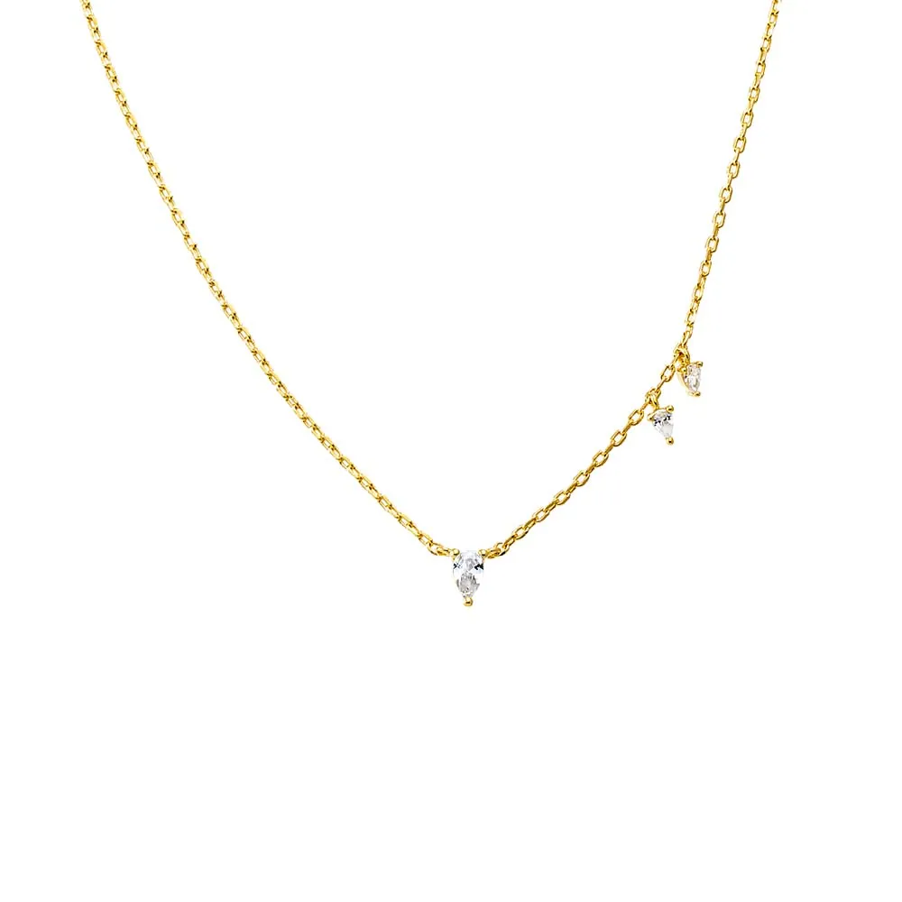 CZ Multi Teardrop Shaker Charm Necklace