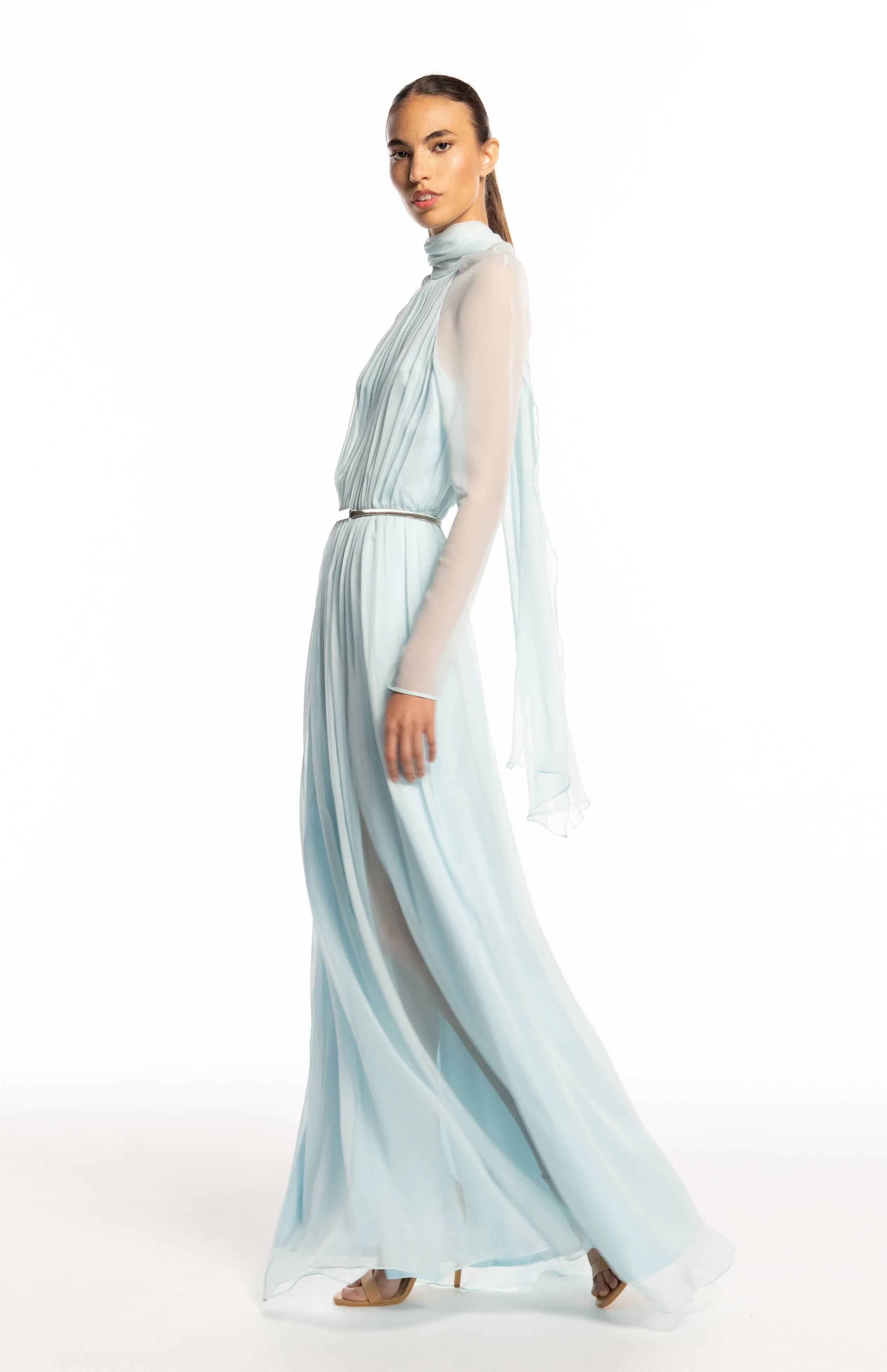 Danae | Elegant Silk Chiffon Long Dress