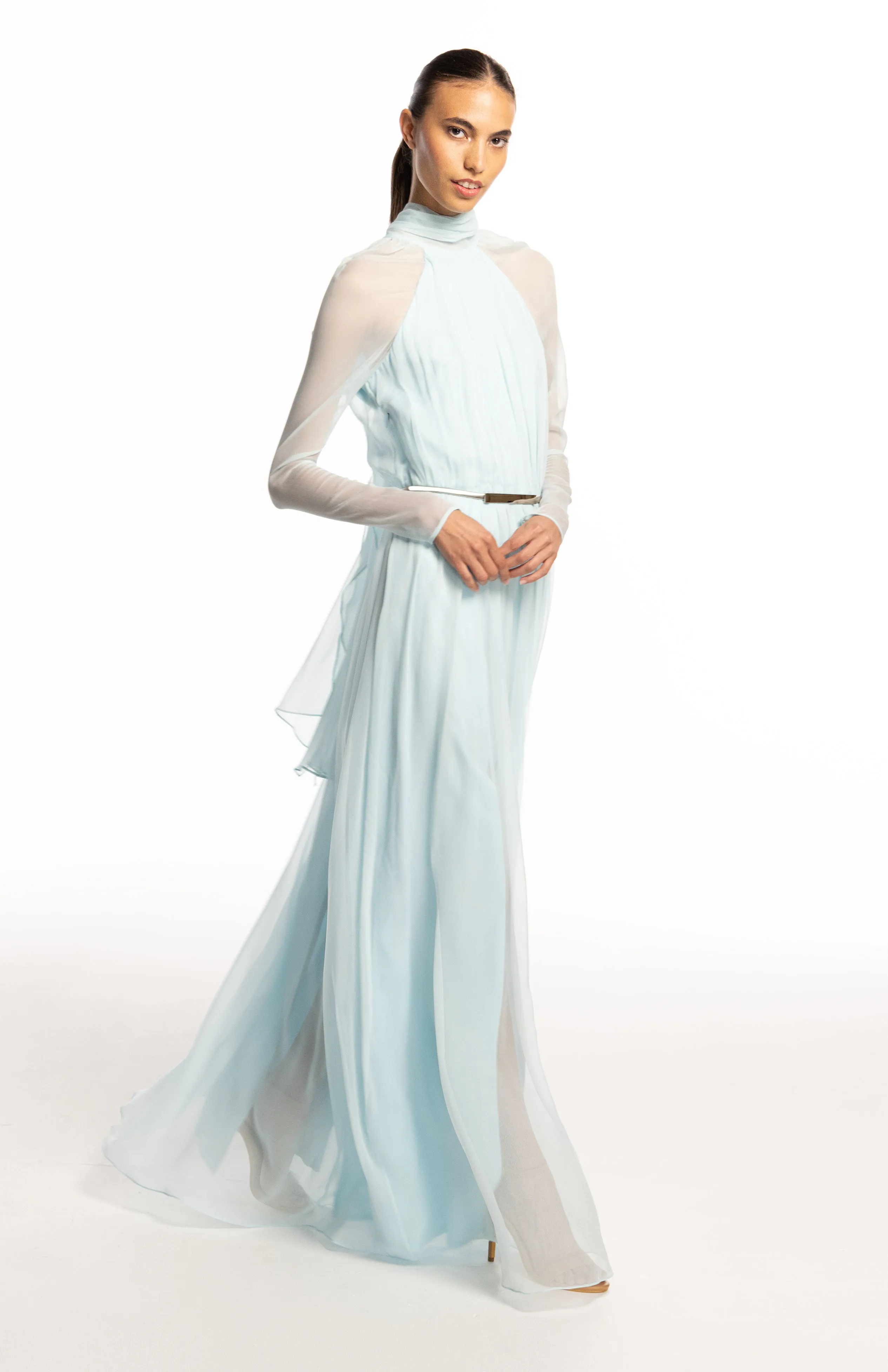 Danae | Elegant Silk Chiffon Long Dress