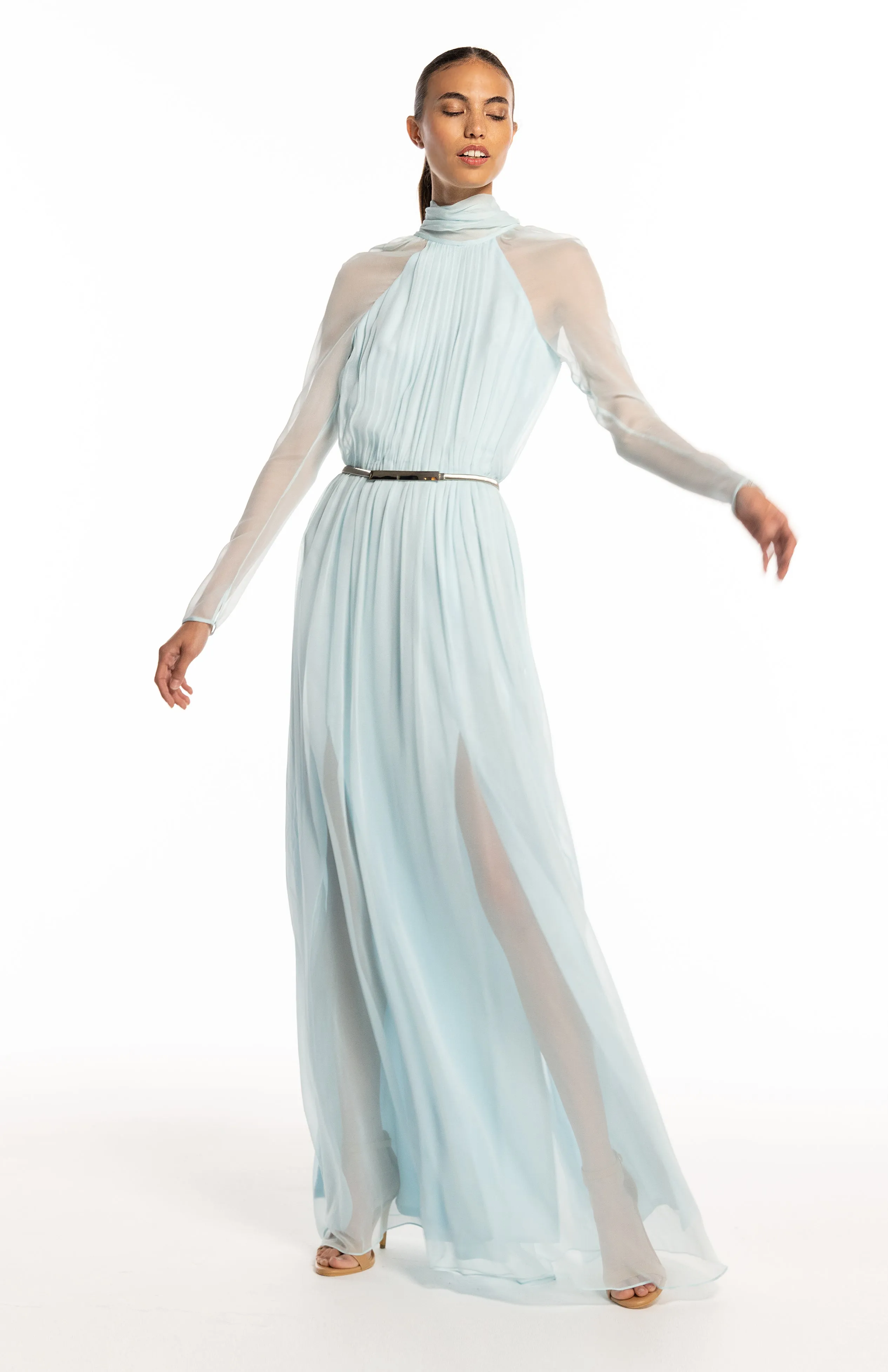 Danae | Elegant Silk Chiffon Long Dress