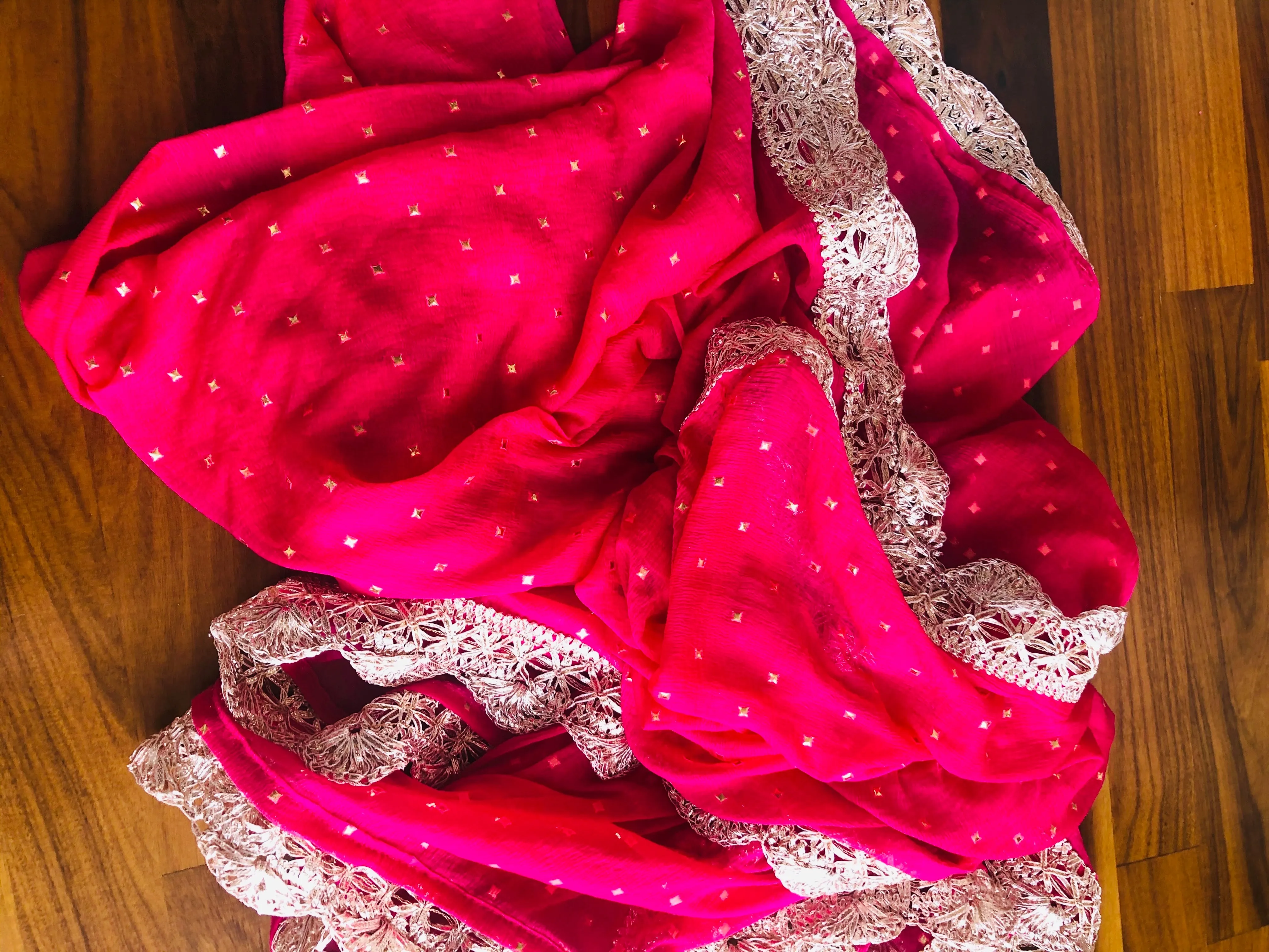 Designer Bridal Dupatta In Hot Pink
