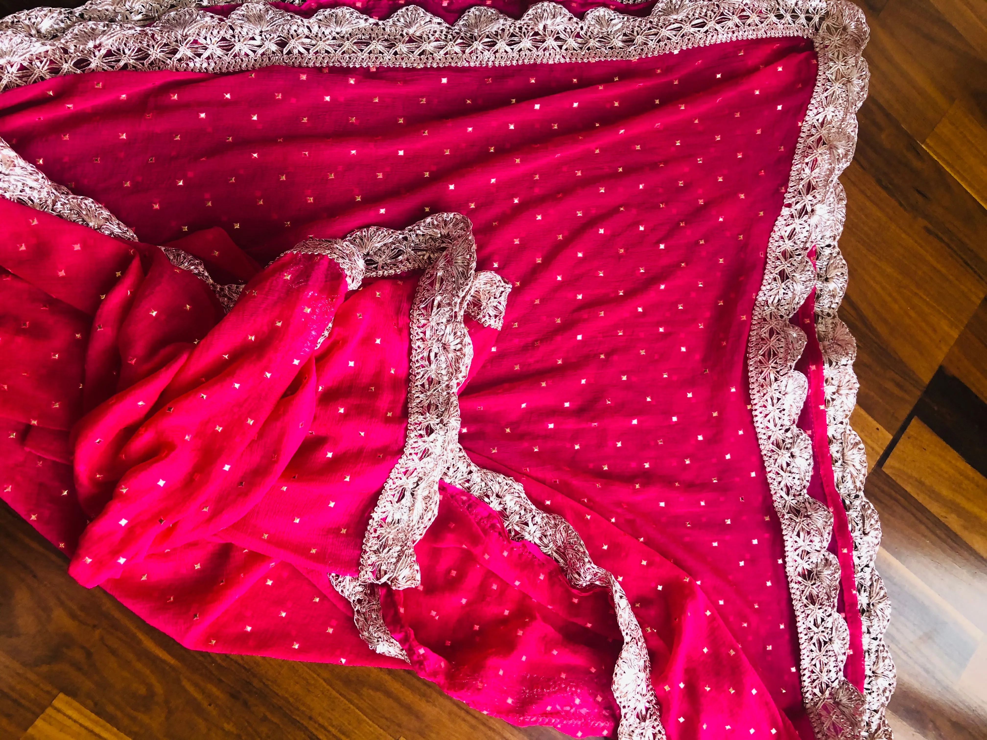 Designer Bridal Dupatta In Hot Pink