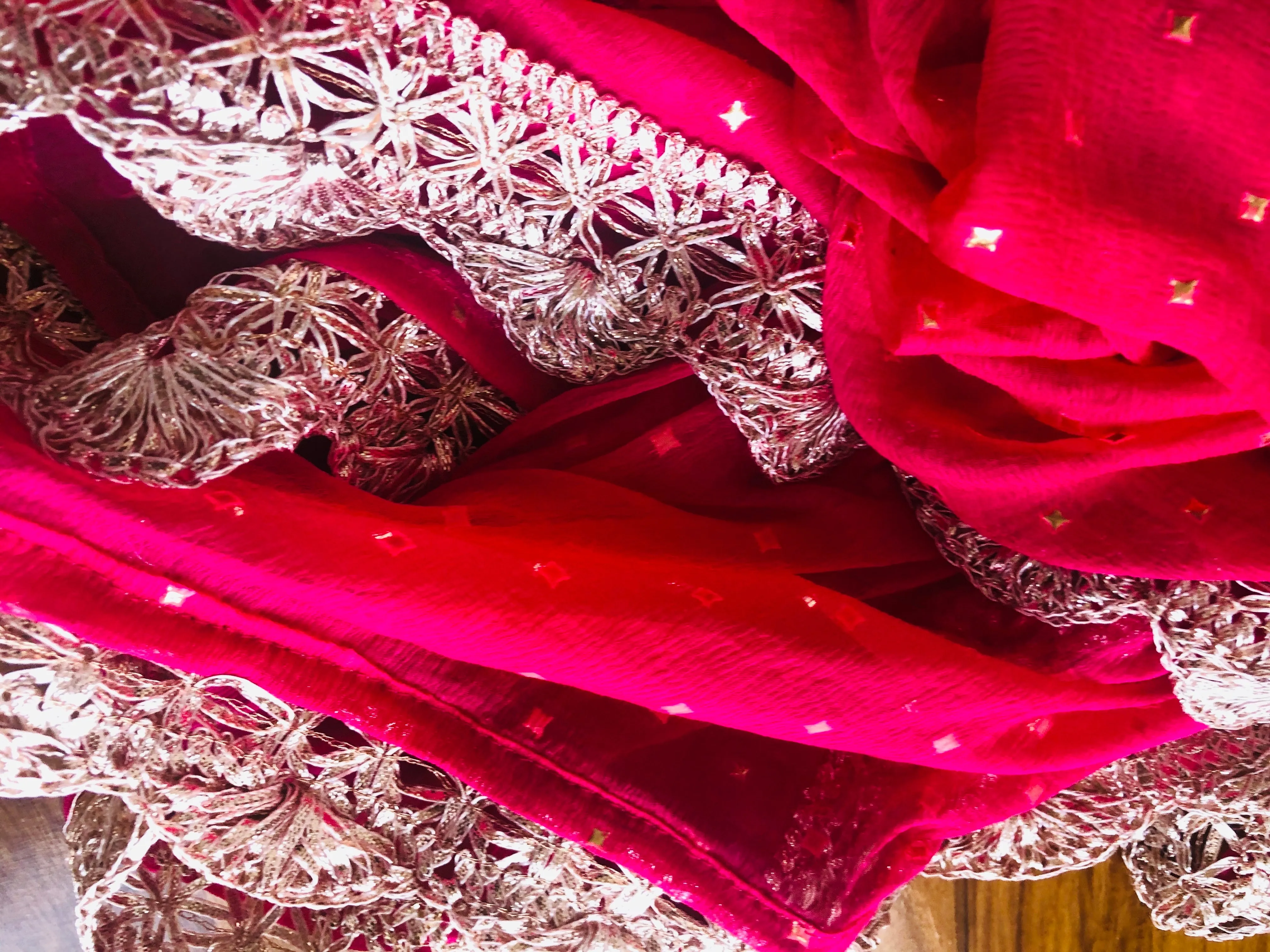 Designer Bridal Dupatta In Hot Pink