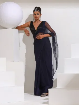 Diamonte Blue Chiffon Saree