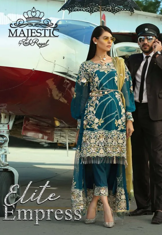 Eid Latest Dress in Turquoise Colour # C2045