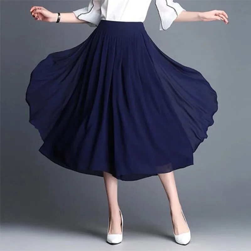 Elastic High Waist Slim Elegant Chiffon Loose Capri  Pant