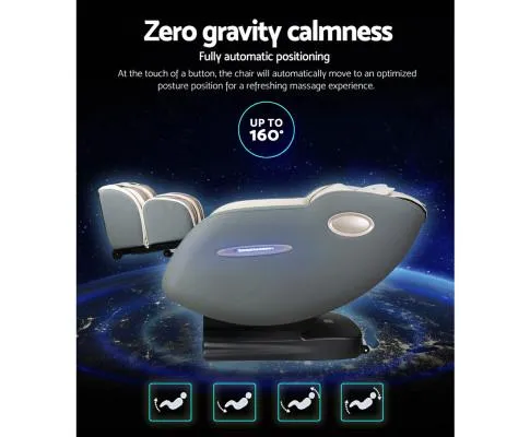 Electric Massage Chair Recliner SL Track Shiatsu Heat Back Massager - Blue Grey Beige