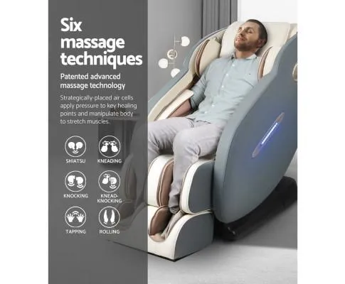 Electric Massage Chair Recliner SL Track Shiatsu Heat Back Massager - Blue Grey Beige