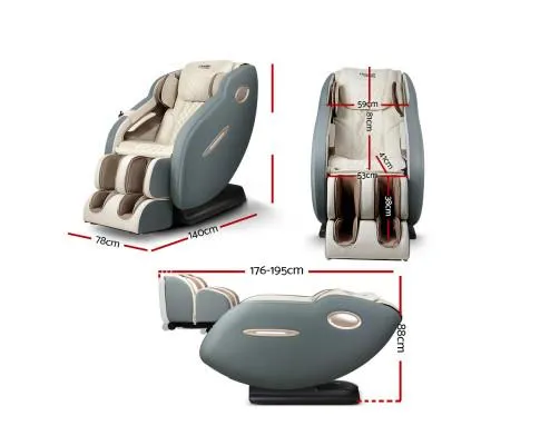 Electric Massage Chair Recliner SL Track Shiatsu Heat Back Massager - Blue Grey Beige