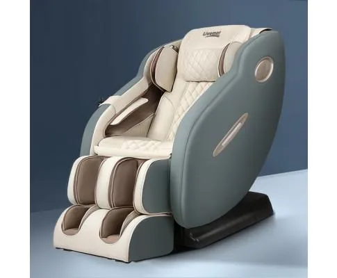 Electric Massage Chair Recliner SL Track Shiatsu Heat Back Massager - Blue Grey Beige