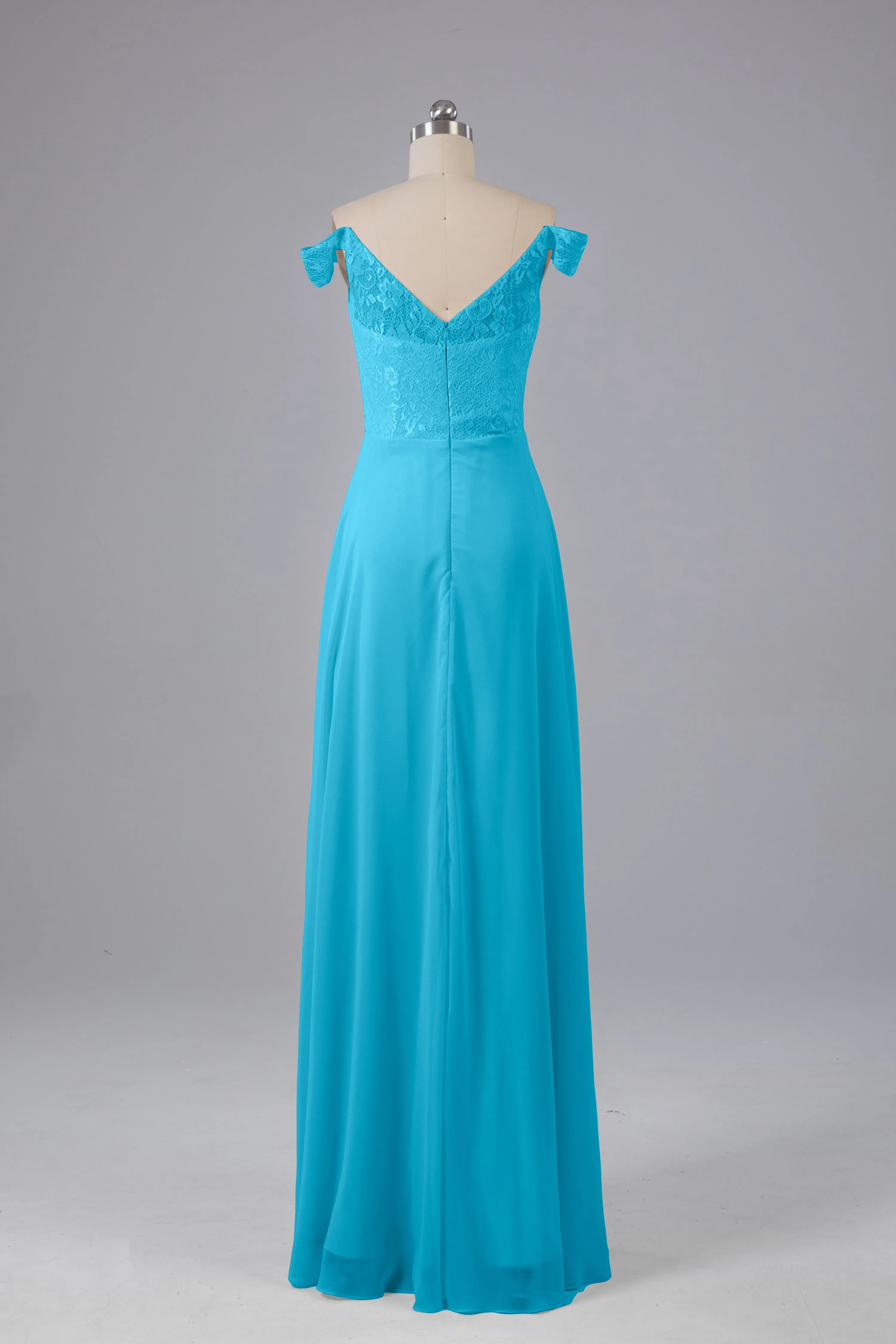 Elegant Chiffon Off The Shoulder Open Back Long Bridesmaid Dresses