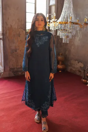 Elegant Chiffon Regal Blue Embroidered Pakistani Salwar Dupatta Suit