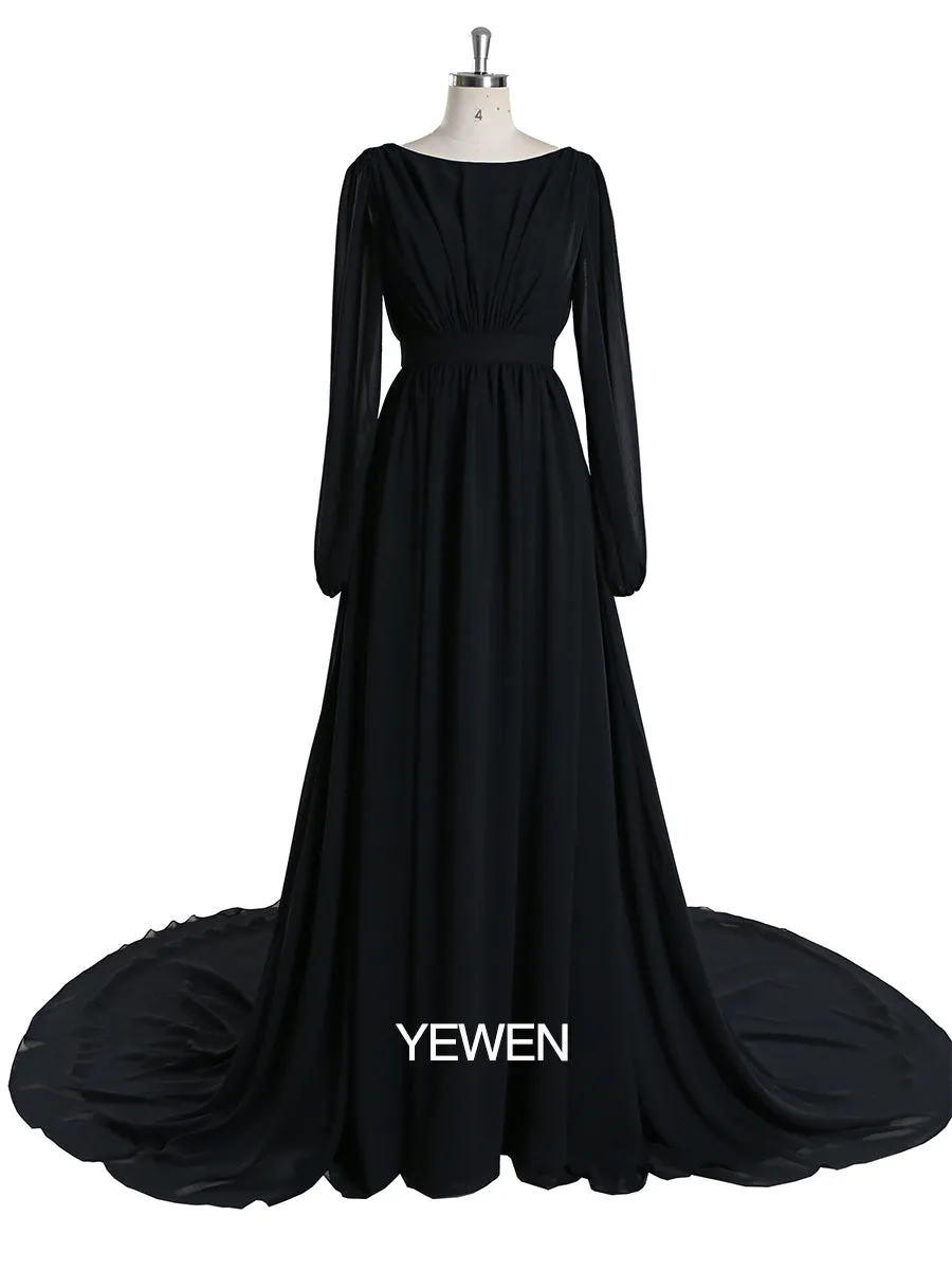 Elegant Long Sleeve Party Dress Backless Cocktail Evening Dress Photography Dress YD211106